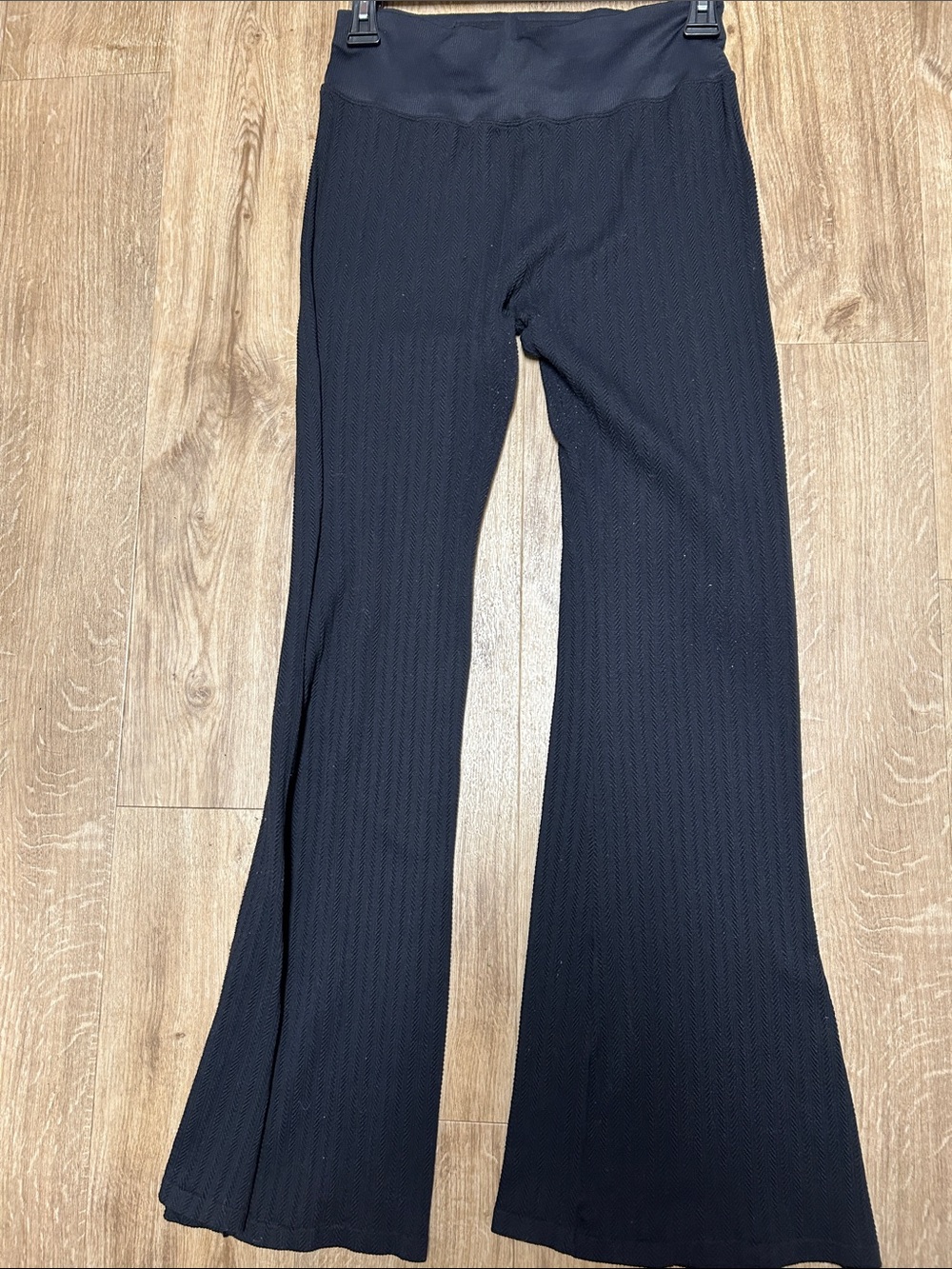 Victoria’s Secret Pink Black Ribbed Cable knit Side slit Flare Pants